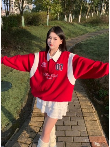 CHIOS CLUB - Oversize Shirt Hoodie FW2436BB Red